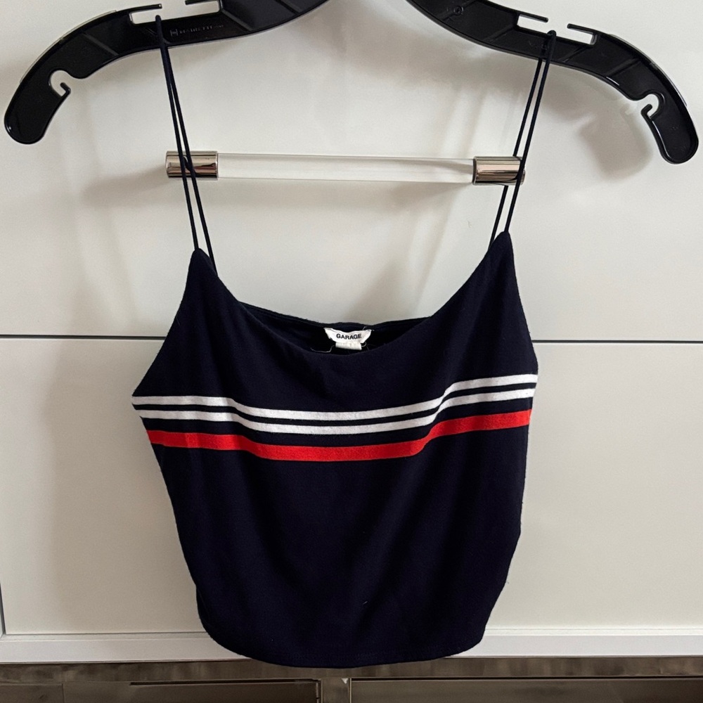 Garage Navy Camisole with Red and White Stripes